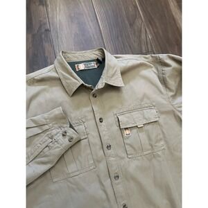 GH Bass Vtg Mens‎ Barn Farm Jacket Coat Size XXL Canvas Khaki Fleece Lined Work